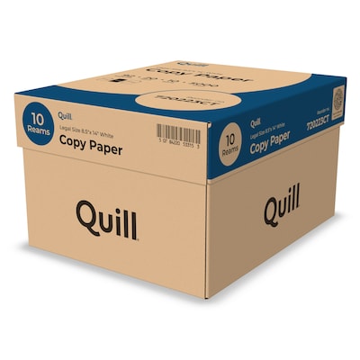 Quill Brand® 8.5 x 14 Copy Paper, 20 lbs., 92 Brightness, 500 Sheets/Ream, 10 Reams/Carton (720223