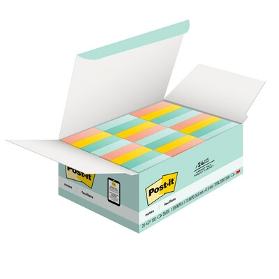 Post-it Notes, 1 3/8" x 1 7/8", Beachside Café Collection, 100 Sheets/Pad, 24 Pads/Pack (653-24APVAD)