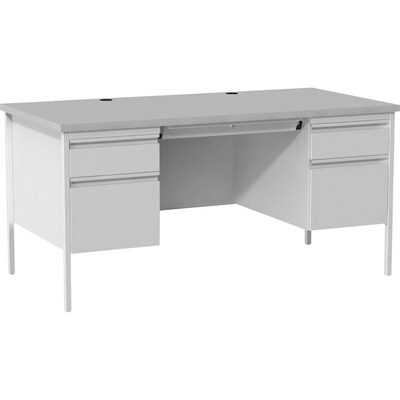 Lorell Fortress Series 60 W Double-Pedestal Desk, Gray (LLR60935)