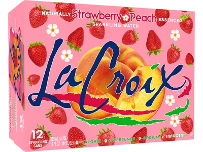 Lacroix Strawberry Peach Flavored Sparkling Seltzer Water, 12 fl. oz., 12 Cans/Pack, 2 Packs/Box (15021880)