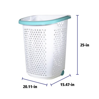 Home Logic 2.0-Bushel Rolling Hamper, Plastic, White, 2/Pack (2110HMLCO000443)