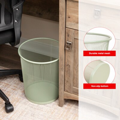 Staples Metal Mesh Trash Can, 4.4 Gallon, Sage Green (ST63855)