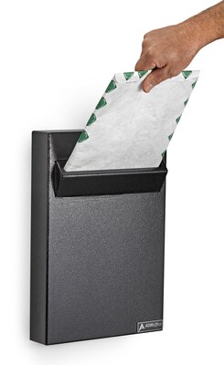 AdirOffice Steel Wall-Mounted Weatherproof Drop Box Interoffice Mailbox, Large, Black (631-14-BLK-PK