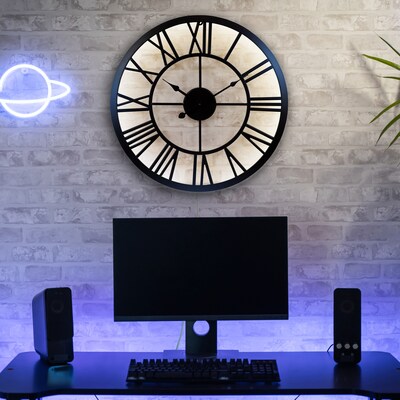 La Crosse Clock 19.7" Edison Analog Quartz Lighted Wall Clock (404-3450B)