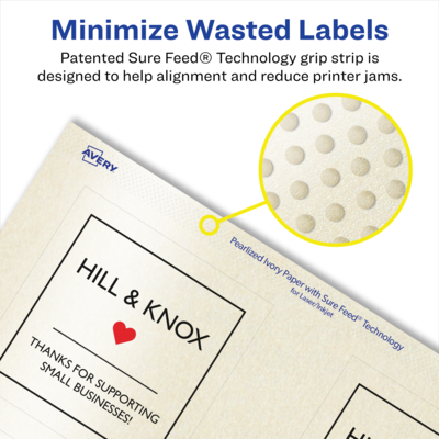 Avery Pearlized Ivory Square Multipurpose Labels, 2.75" x 2.75", Ivory, 600/Box (94109)
