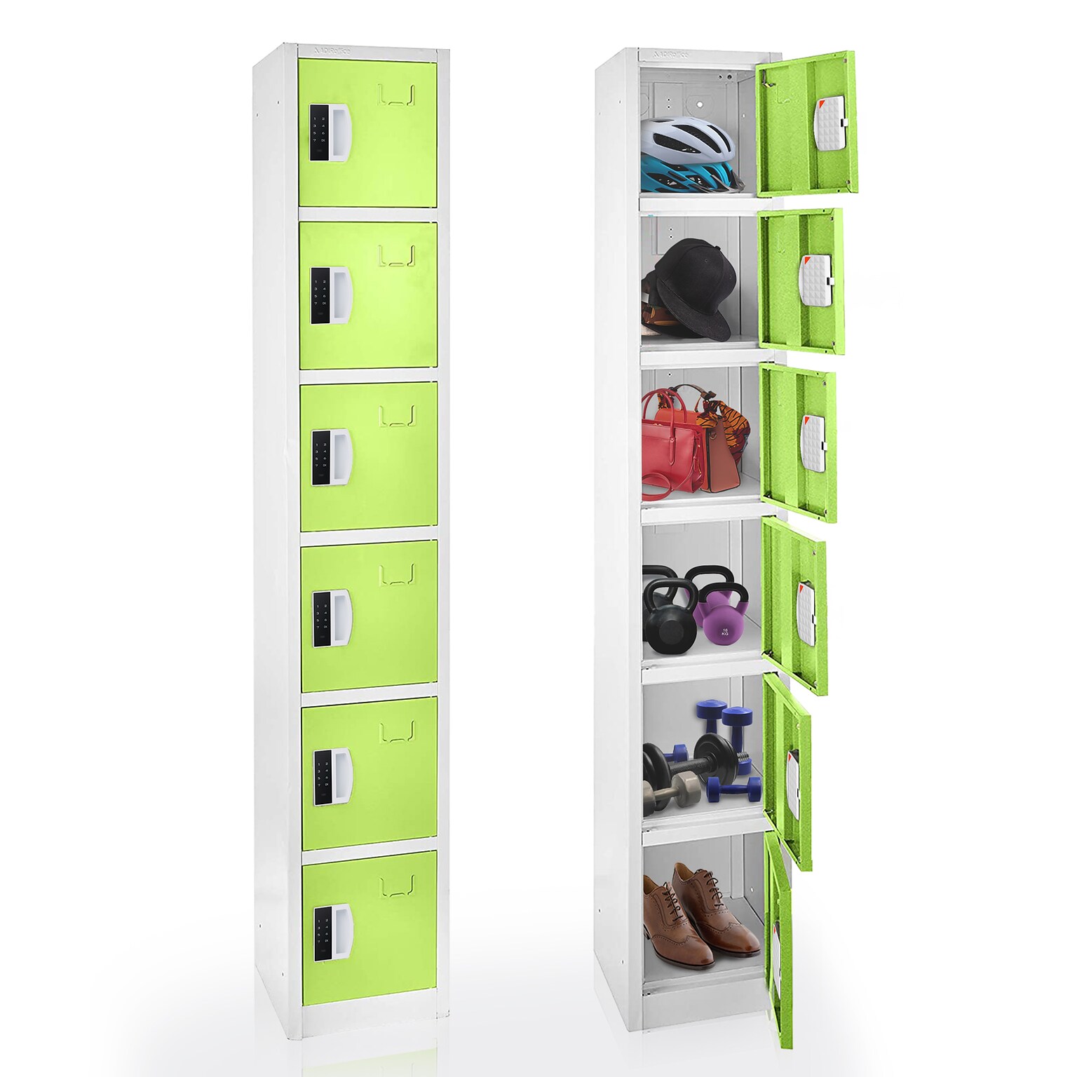 AdirOffice 72H 6-Tier Green Storage Locker (ADI629-206-GRN-DL)