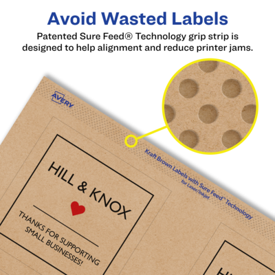 Avery Laser/Inkjet Multipurpose Labels, 3" x ", Kraft Brown, 90/Pack (94101)