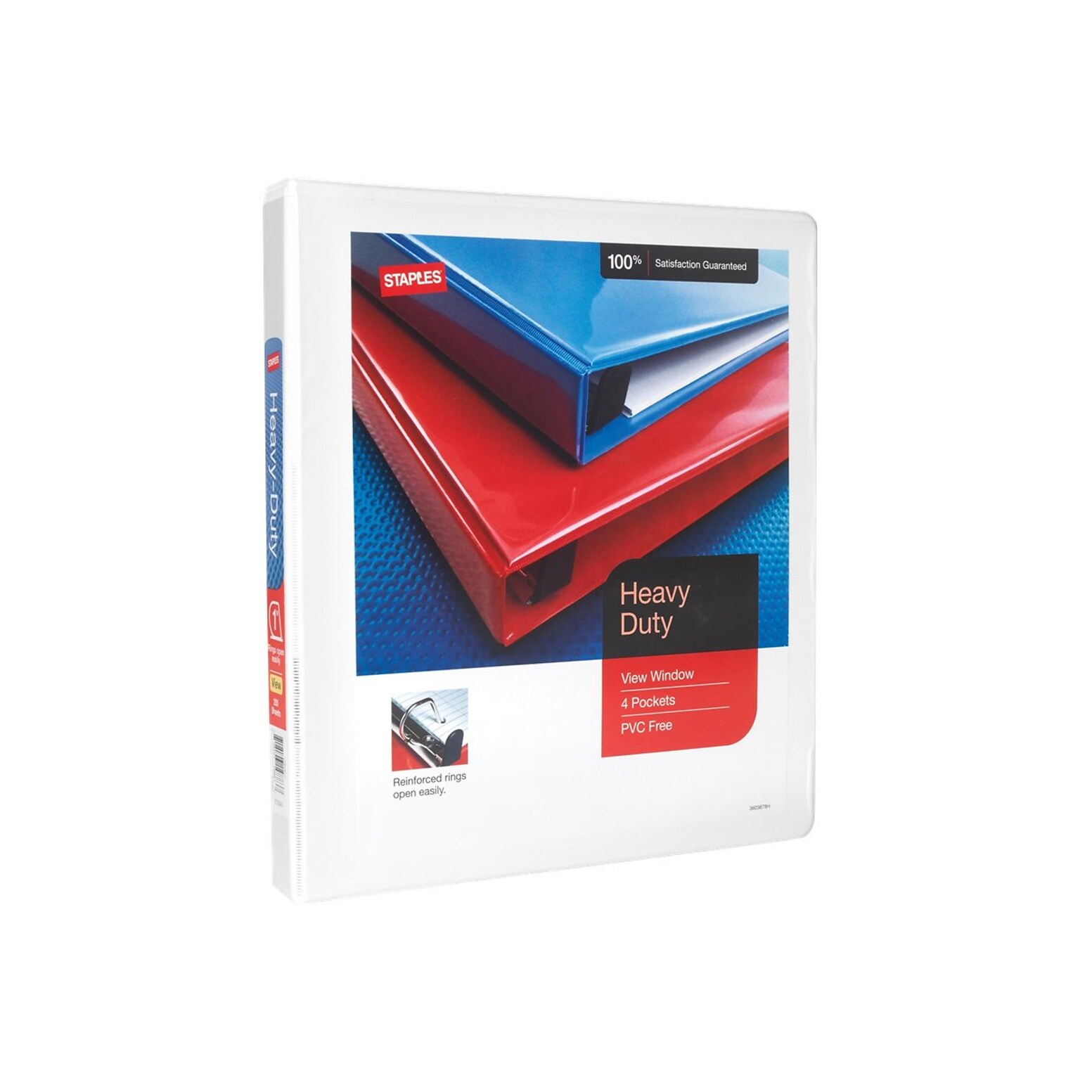 Staples Heavy-Duty 1-Inch D-Ring View Binder, Reinforced Spine, Holds Up to 275 Sheets, White, for Office & School