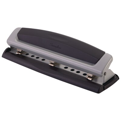 Swingline® Precision Pro® Desktop 2-3-Hole Punch, Adjustable Centers, 10 Sheet Capacity, Black/Silver (A7074037)