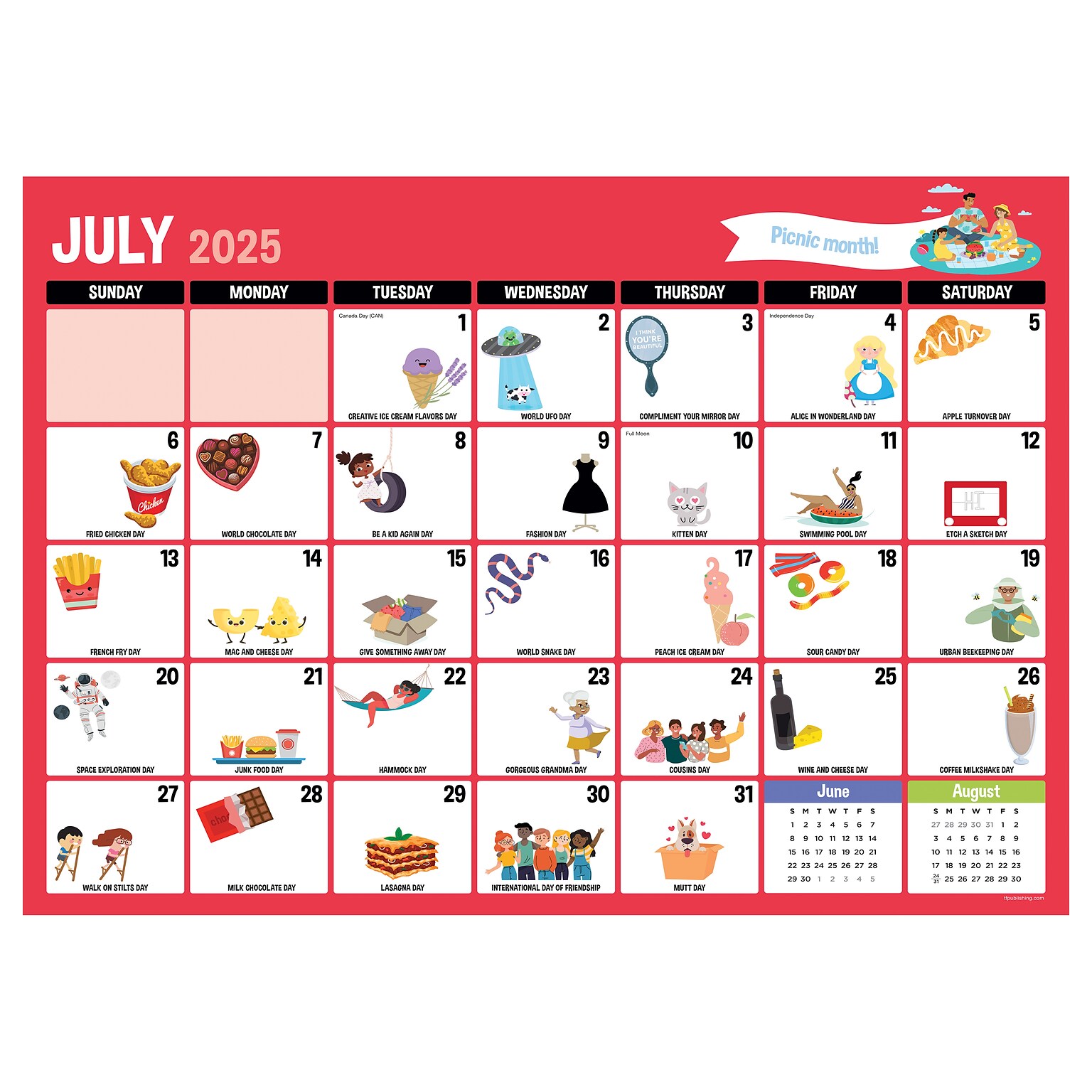 2025-2026 TF Publishing Every Days A Holiday 17 x 12 Academic Monthly Desk Pad Calendar (AY26-8500)