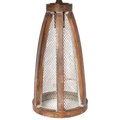 Lalia Home Wooded Arch Farmhouse Table Lamp with White Fabric Shade, Old Wood (LHT-5037-OW)