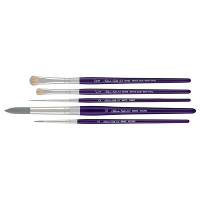 Silver Brush Silver Silk 88 SH 5-Piece Decorative Painting Brush Pack (SLVSK8105S)