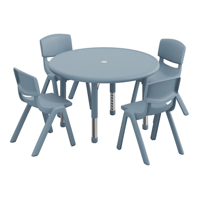 Flash Furniture Emmy 33 Round Activity Table Set, Height Adjustable, Dusty Blue (YCX73RNDTBDTBE)