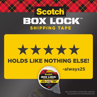 Scotch Box Lock Shipping Packing Tape with Refillable Dispensers, 1.88 in x 54.6 yd, Clear, 4/Pack (