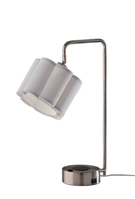 Adesso Dover Supercharger Incandescent Desk Lamp, 22.25H, Brushed Steel/White (2616-22)