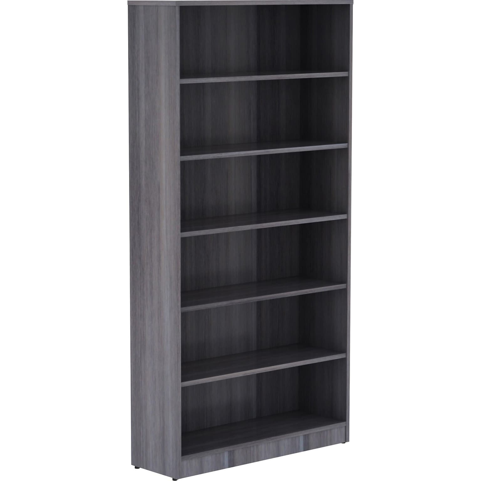 Lorell Laminate Bookcase, 36W x 12D x 72H, Weathered Charcoal (LLR69565)