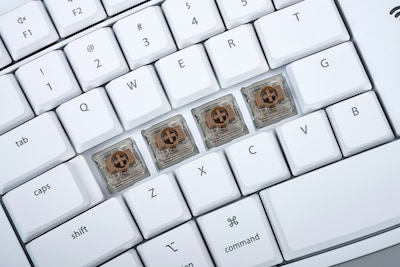 Kinesis mWave Mechanical Wireless Keyboard, Tactile Switch, White (KB150M-TAC)