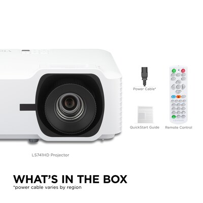 ViewSonic 5000 Lumens 1080P Laser Projector with 1.6x Optical Zoom, White (LS741HD)
