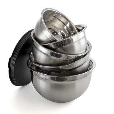 MegaChef Mixing Bowl Set, Stainless Steel, 5-Piece (937111722M)