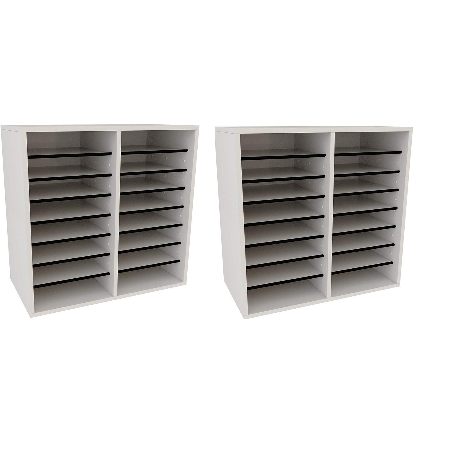 AdirOffice 500 Series 16-Compartment Literature Organizers, 20 x 11.8, White, 2/Pack (500-16-WHI-2PK)