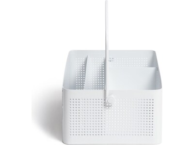 U Brands The Perforated Collection 4-Compartment Metal Desk Storage, White (5720U01-06)