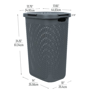 Mind Reader 15.85-Gallon Laundry Hamper with Lid, Plastic, Gray (60HAMP-GRY)