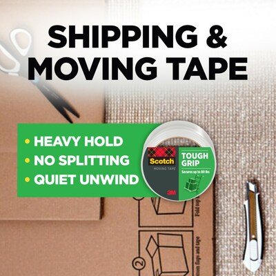 Scotch Tough Grip Packing Tape, 1.88 x 43.7 yds., Clear, 6/Pack (3500-40-6)