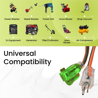 GoGreen Power 50' Indoor/Outdoor Extension Cord, 12 AWG, Orange (GG-14050)
