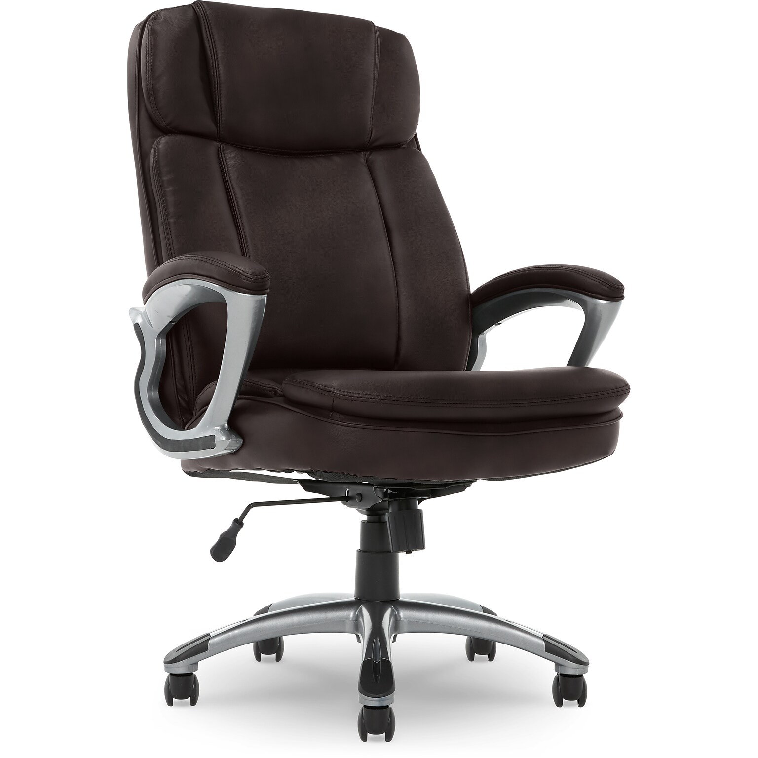 Serta Fairbanks Ergonomic Bonded Leather Executive Big & Tall Chair, 350 lb. Capacity, Chestnut (43675A)