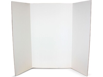 Flipside Tri-Fold Project Board, 48 x 36, Corrugated Paper, White, 4/Pack (18042)