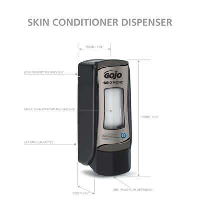 GOJO HAND MEDIC ADX-7 Wall Mounted Hand Soap Dispenser, Black/Chrome, 6/Carton (8782-06)