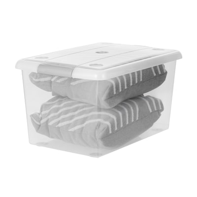 Iris Store & Slide 61 Quart Storage Bin with Lid, Plastic, Clear, 6/Carton (270017)