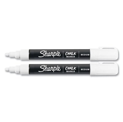 Sharpie Chalk Wet Erase Marker, Medium Tip, White, 2/Pack (2103010)