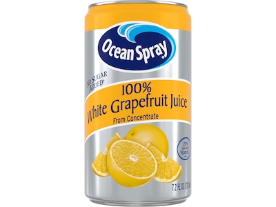 Ocean Spray 100% White Grapefruit Juice, No Sugar Added, 7.2 fl. oz., 24 Cans/Carton (2218)