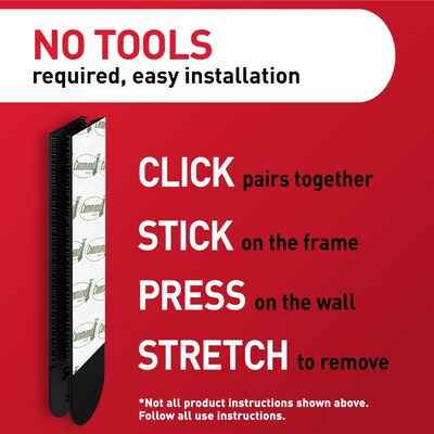 Command Damage Free Extra Large Hanging Strip, 20 lbs., Black, 4/Pack (17217BLK-ES)