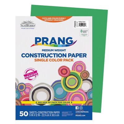 Prang 9 x 12 Construction Paper, Holiday Green, 50 Sheets/Pack, 10 Packs/Bundle (PAC8003-10)