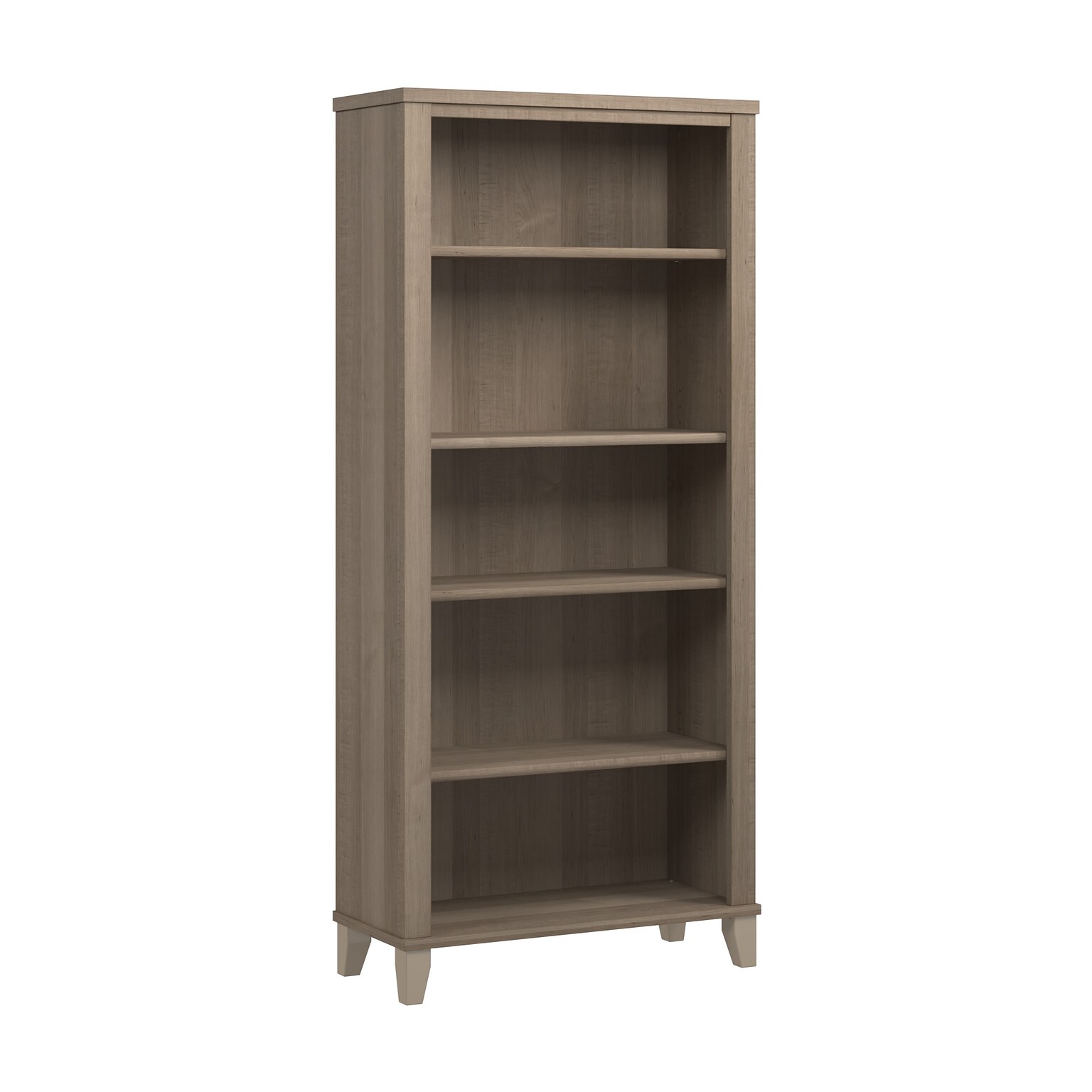 Bush Furniture Somerset 65.2H 5-Shelf Bookcase with Adjustable Shelves, Ash Gray Laminated Wood (WC81665)
