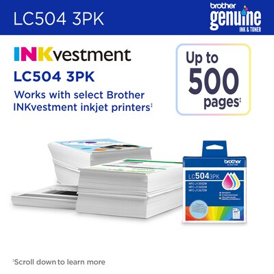 Brother LC504 Cyan/Magenta/Yellow Standard Yield Ink Cartridge (LC5043PKS)