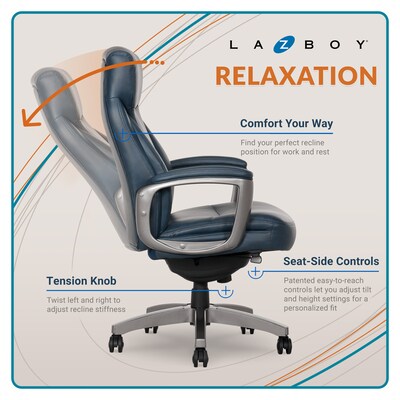 La-Z-Boy Leather Executive Chair, Blue (51447)