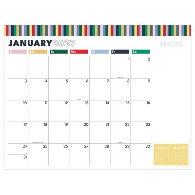2027 TF Publishing Long Weekend 17 x 12 Monthly Desk or Wall Calendar, Multicolored (27-8504)