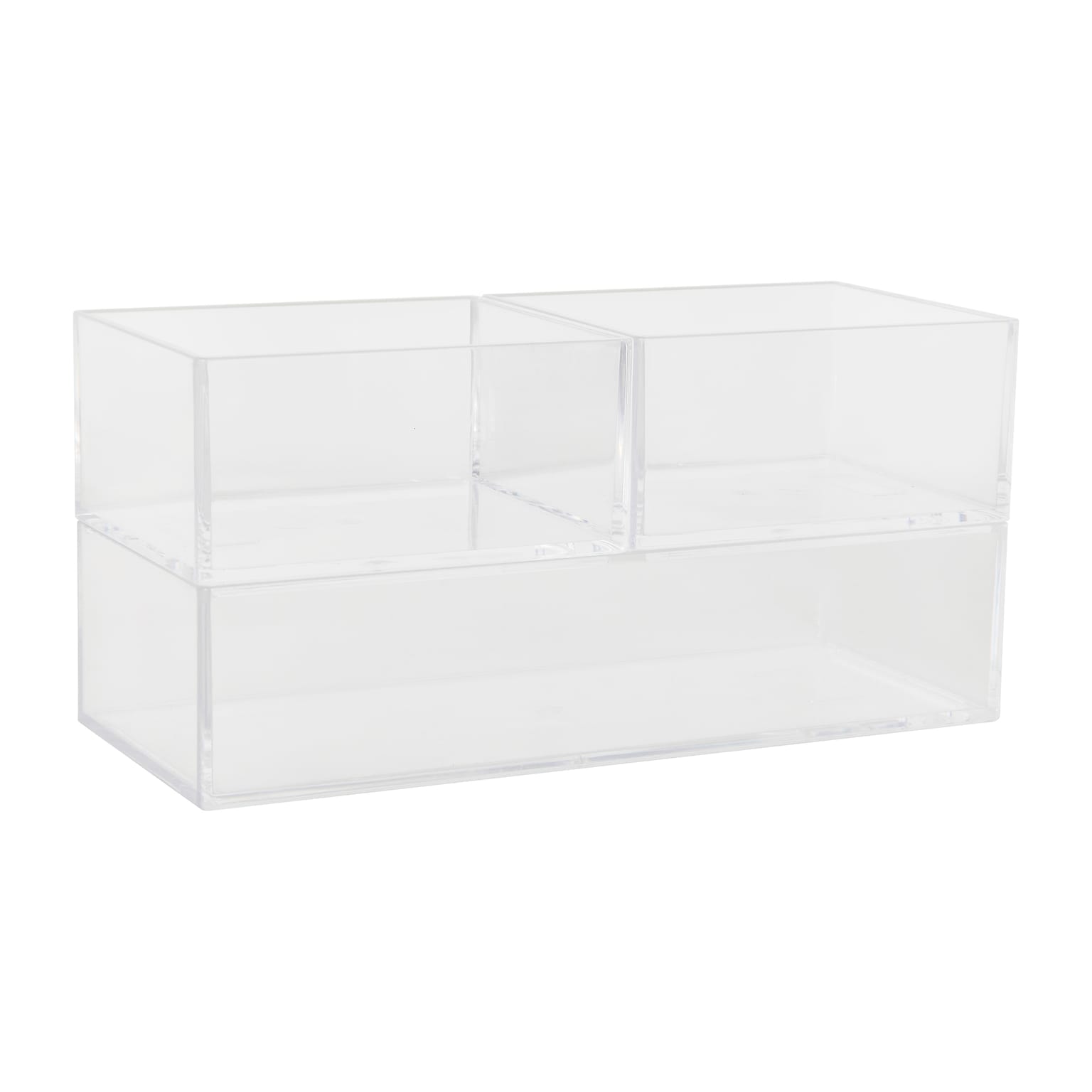 Martha Stewart Brody 3-Compartment Stack and Slide Plastic Tray Office Desktop Organizer, Clear, 3/Set (BEPB33163CLR)