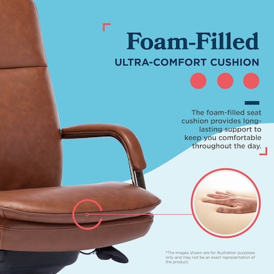 La-Z-Boy Opus Ergonomic Bonded Leather Swivel Executive Chair, Cognac and Graphite (CCHR10015C)