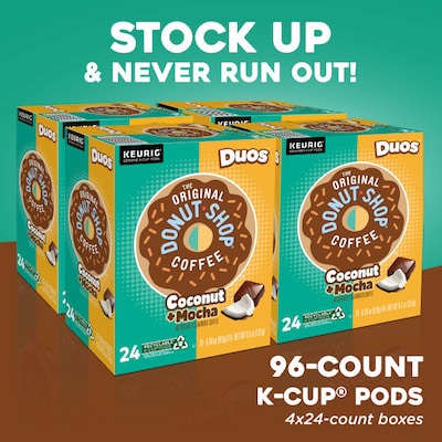 The Original Donut Shop Coconut + Mocha Caffeinated Hot & Iced Coffee Keurig K-Cup Pods, Medium Roast, 96/Box (5000361500CT)