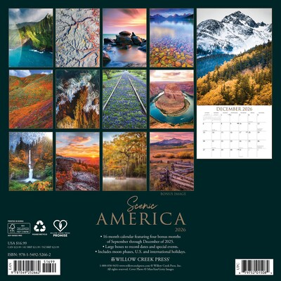 2026 Willow Creek Scenic America 12 x 12 Monthly Wall Calendar (52662X)
