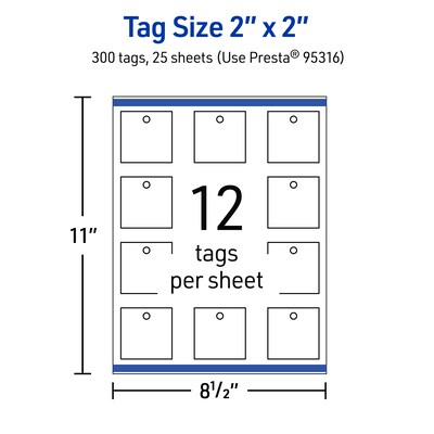 Avery 2" x 2"  Blank Price & Merchandise Tags, White, 300/Carton (95316-GWT25)