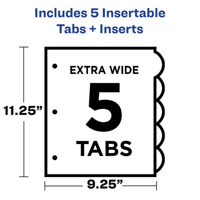 Avery Style Edge Insertable Plastic Dividers with Pocket, 5 Tabs, Multicolored (11292)