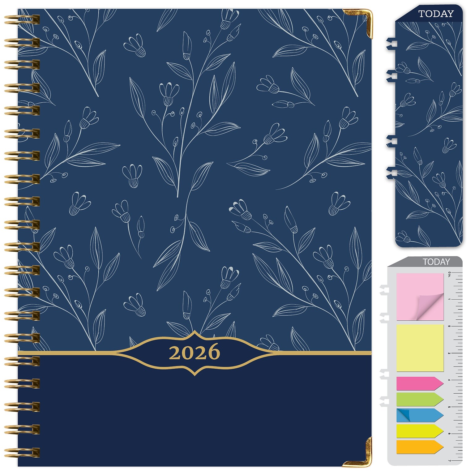 2026 Global Printed Products Big Print 8.5 x 11 Weekly & Monthly Planner, Paperboard Cover, Blueberry Vines (LGPRTCY26851188)