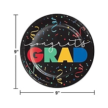 Creative Converting Cap Toss Graduation Plate, Multicolor, 24/Pack (DTC369877DPLT)