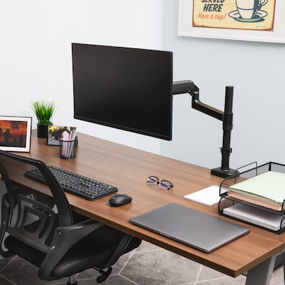 Mind Reader Single Monitor Arm for 13" - 32" Monitor, Gas Spring VESA Desk Mount, Black, (AGTILT-BLK)