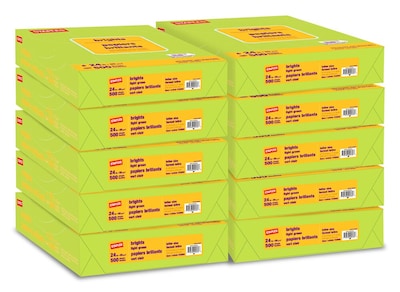 Staples Brights Multipurpose Paper, 24 lbs., 8.5 x 11, Lime, 500/Ream, 10 Reams/Carton